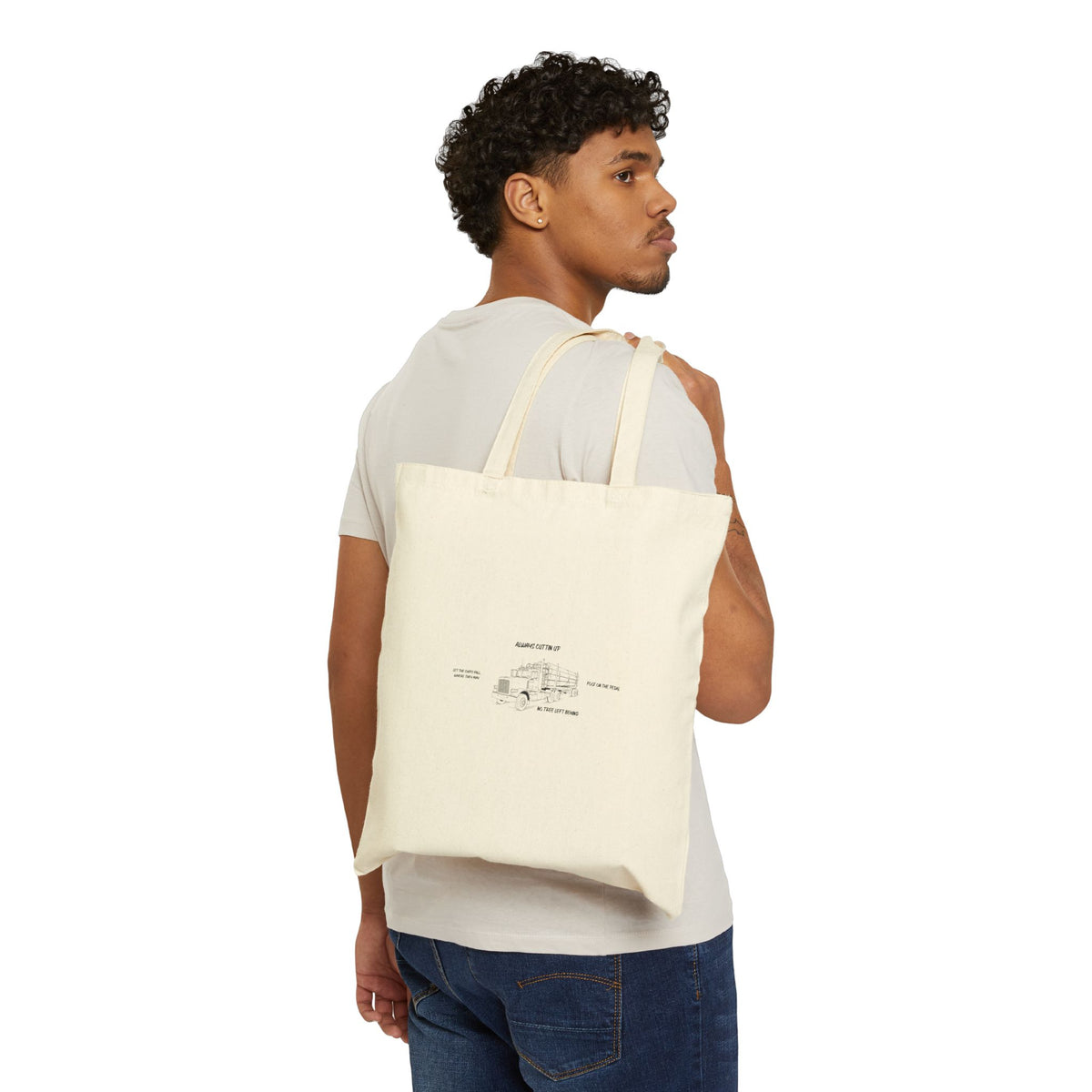 Canvas Tote Bag — Minimal Architectural Sketch Print, Eco Grocery & Everyday Carry