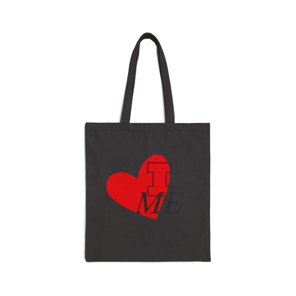 Canvas Tote Bag — Red Heart "I  ME" Self-Love Grocery & Beach Tote