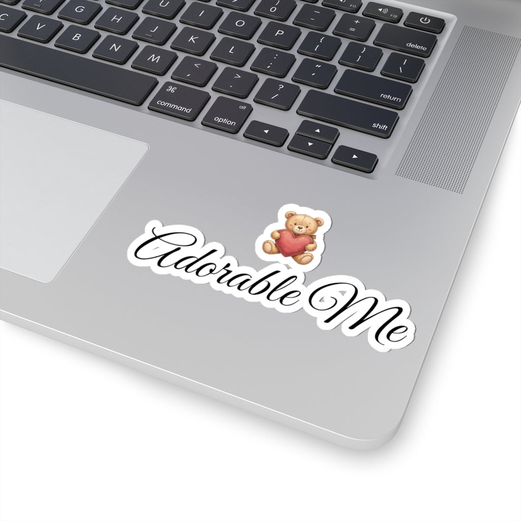 Adorable Me Teddy Heart Vinyl Sticker — Cute Script Laptop Decal
