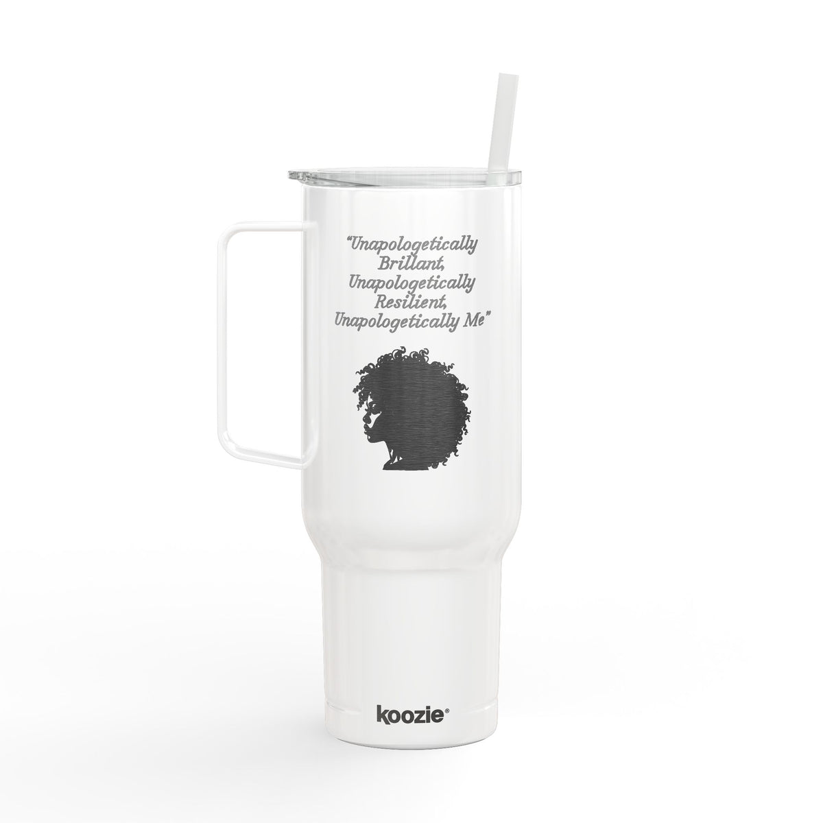 40oz Engraved Tumbler with Lid — Afro Silhouette Design, Insulated Travel Cup