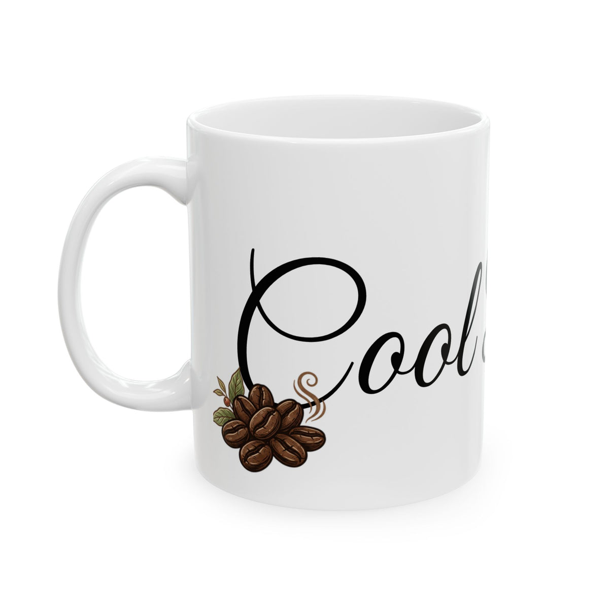 Coffee Beans Ceramic Mug — "Caffeine Queen" Script Coffee Lover Gift (11oz & 15oz)