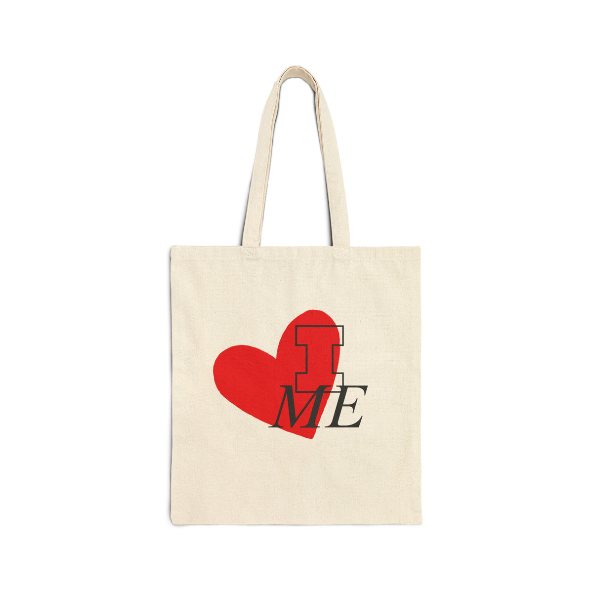 Canvas Tote Bag — Red Heart "I  ME" Self-Love Grocery & Beach Tote