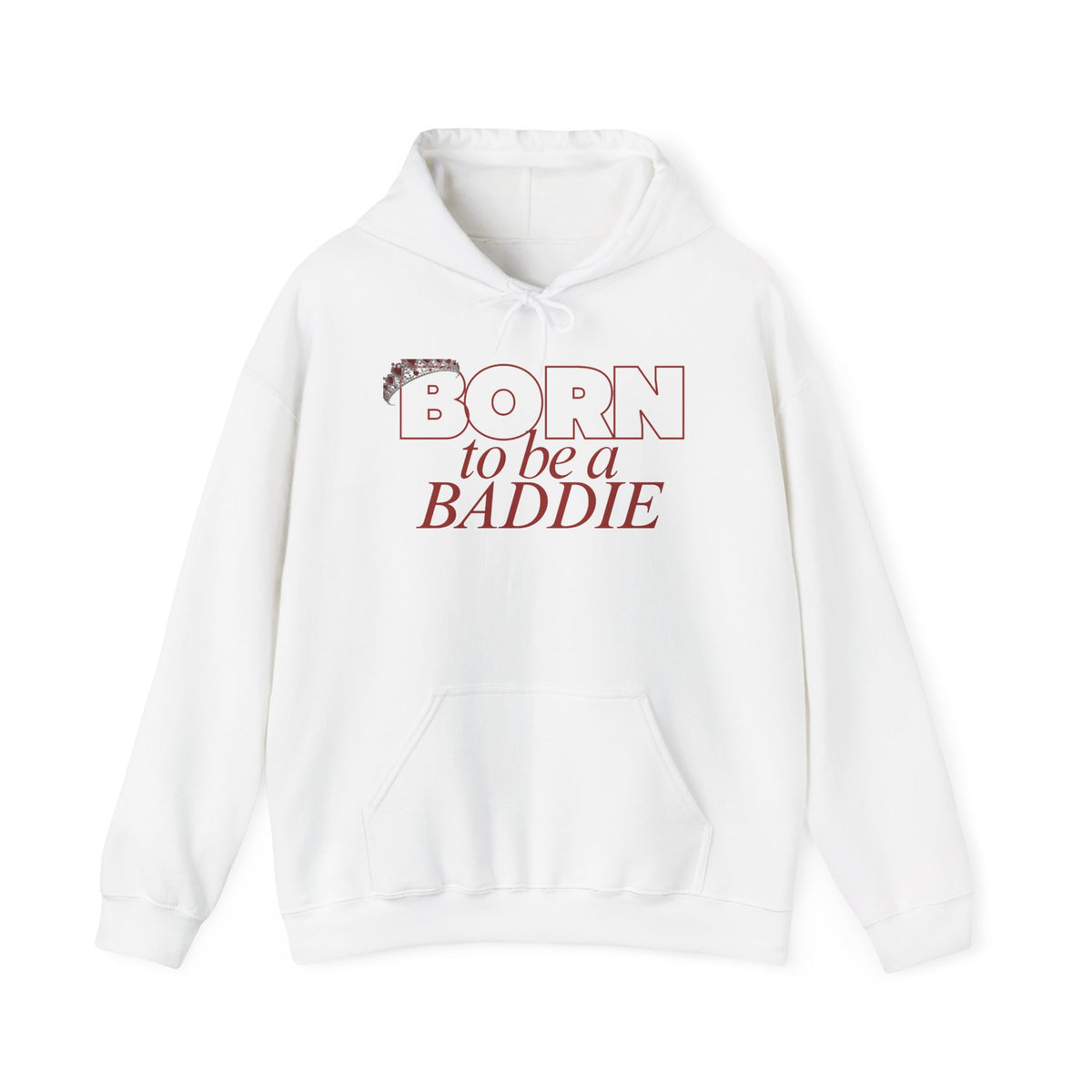 Born to Be a Baddie Hoodie — Feminine Retro Script Graphic Sweatshirt
