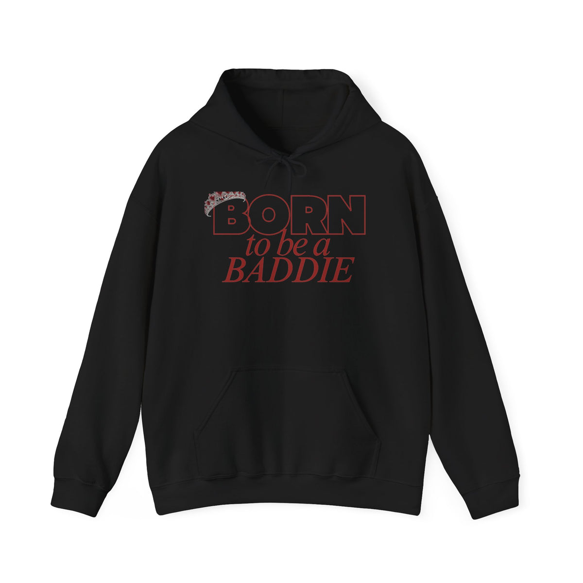 Born to Be a Baddie Hoodie — Feminine Retro Script Graphic Sweatshirt