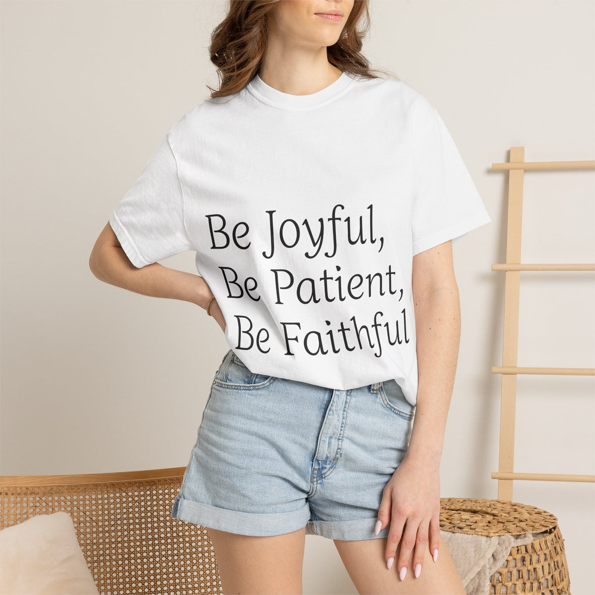 Be Joyful, Be Patient, Be Faithful T-Shirt — Inspirational Christian Tee