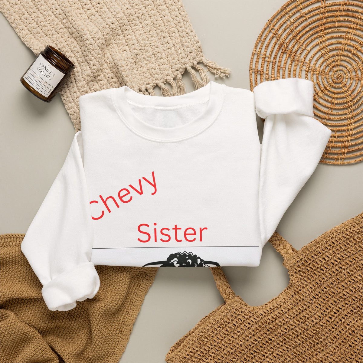 Chevy Sister Crewneck Sweatshirt – She’s Built Tough Truck Graphic