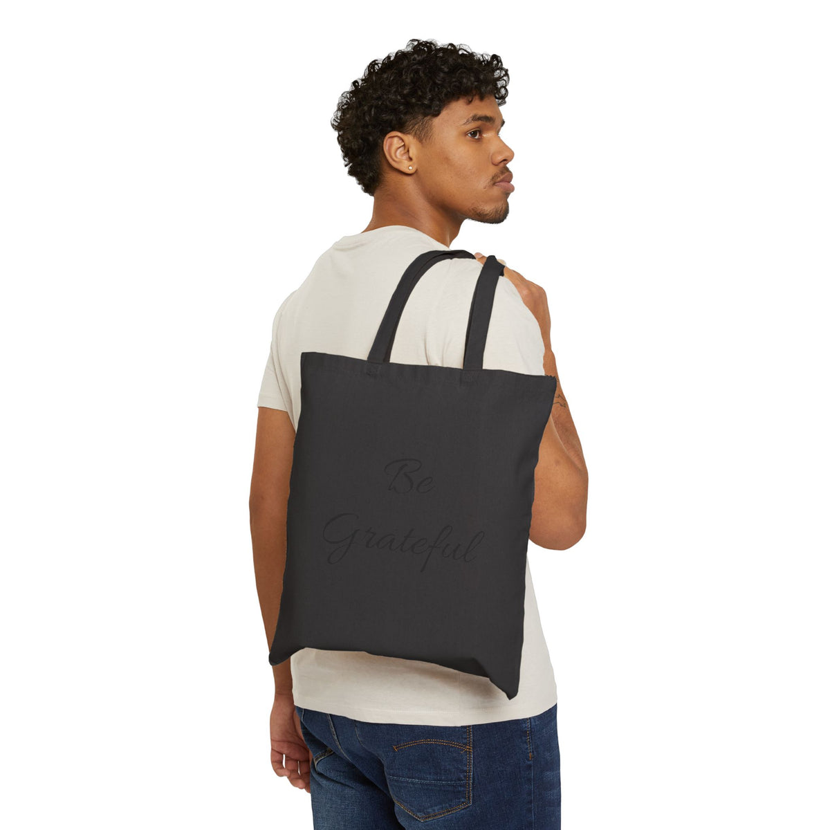 Be Grateful Cotton Tote Bag — Inspirational Canvas Grocery & Everyday Shopper