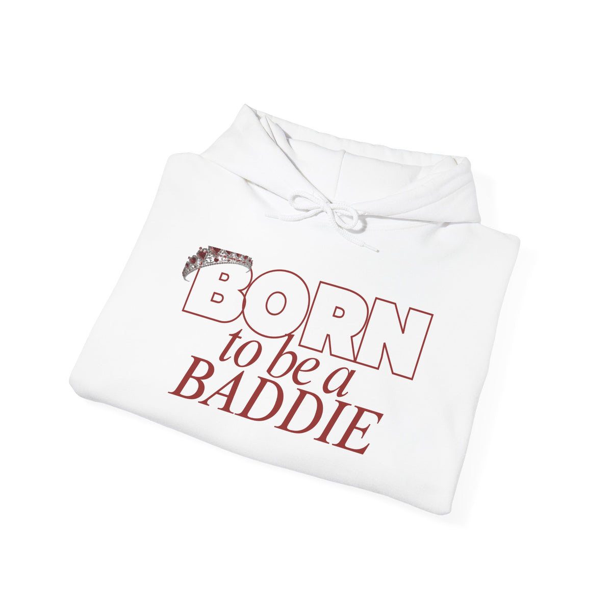 Born to Be a Baddie Hoodie — Feminine Retro Script Graphic Sweatshirt