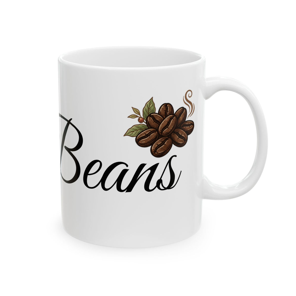 Coffee Beans Ceramic Mug — "Caffeine Queen" Script Coffee Lover Gift (11oz & 15oz)