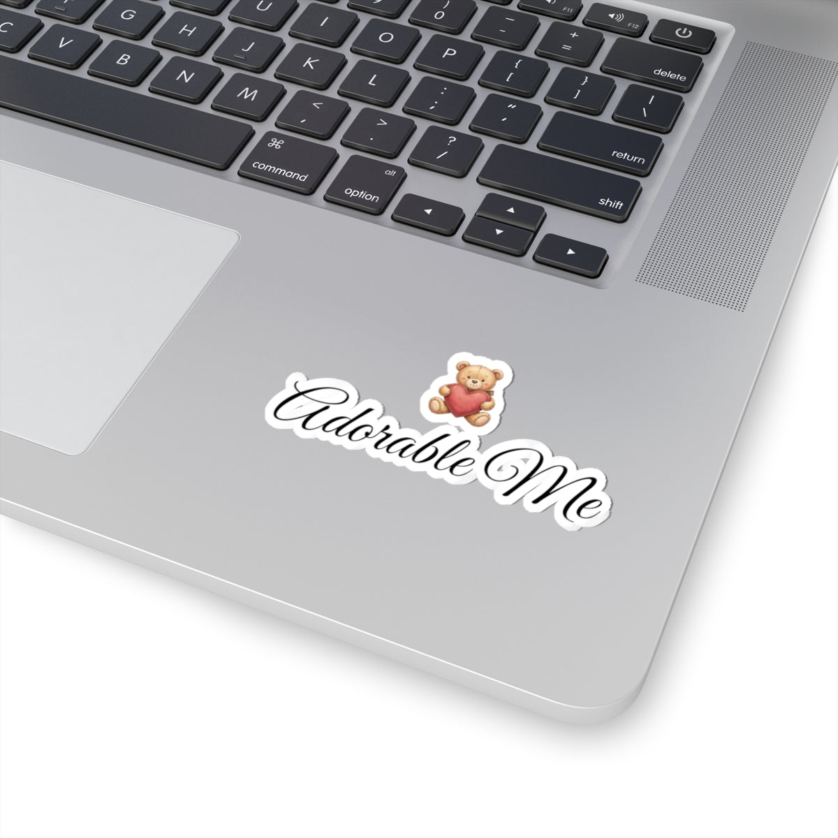 Adorable Me Teddy Heart Vinyl Sticker — Cute Script Laptop Decal