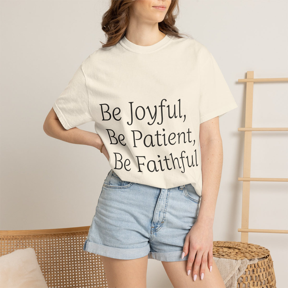 Be Joyful, Be Patient, Be Faithful T-Shirt — Inspirational Christian Tee