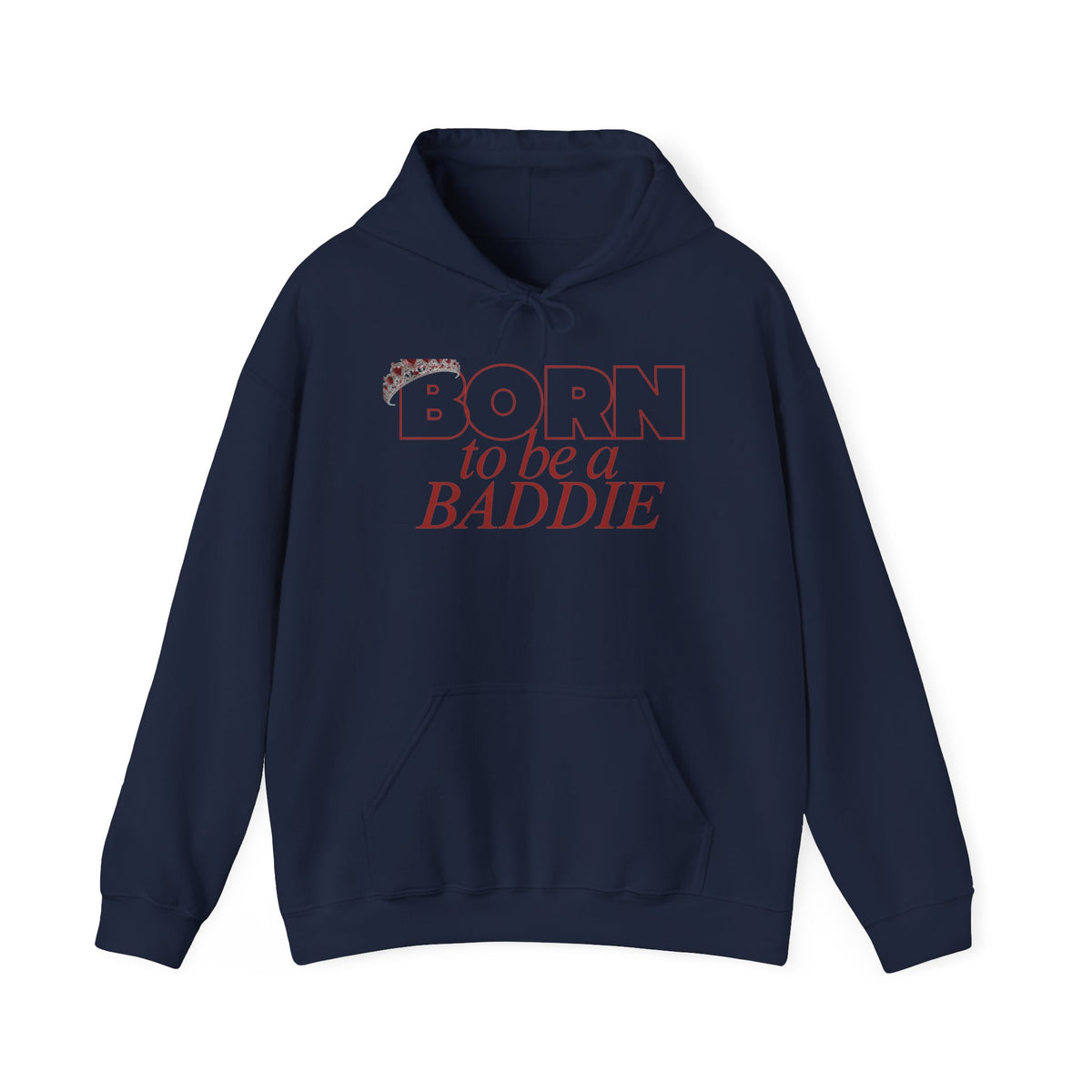 Born to Be a Baddie Hoodie — Feminine Retro Script Graphic Sweatshirt
