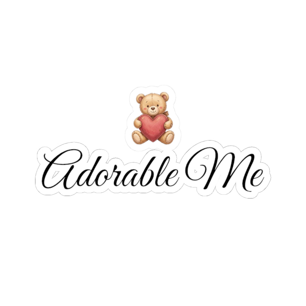 Adorable Me Teddy Heart Vinyl Sticker — Cute Script Laptop Decal